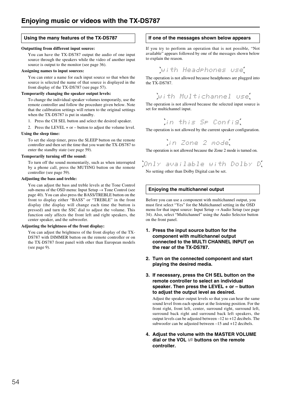 Onkyo TX-DS787 User Manual | Page 54 / 76