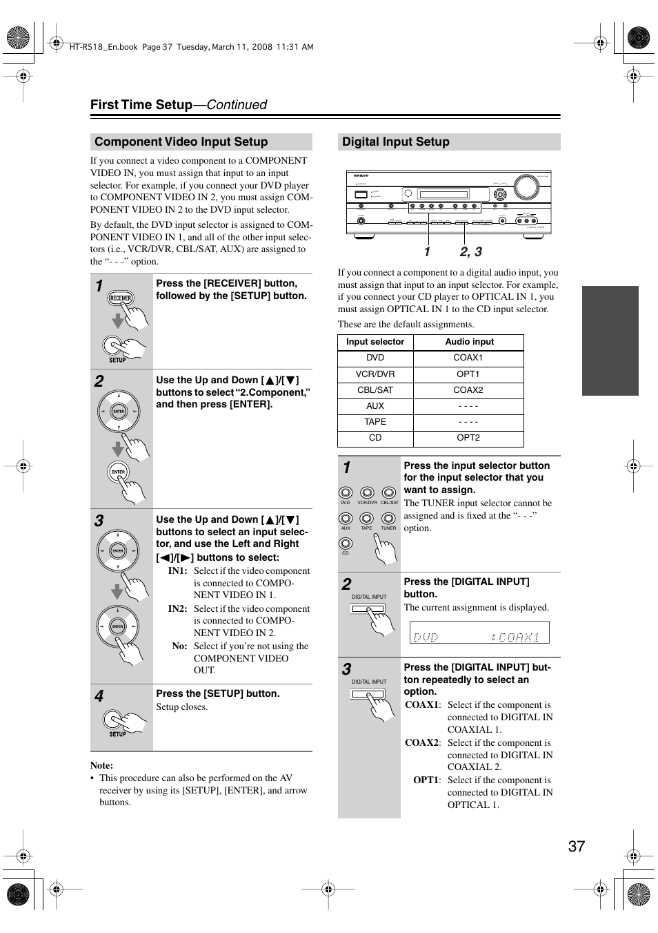 First time setup —continued | Onkyo HT-R518 User Manual | Page 37 / 80