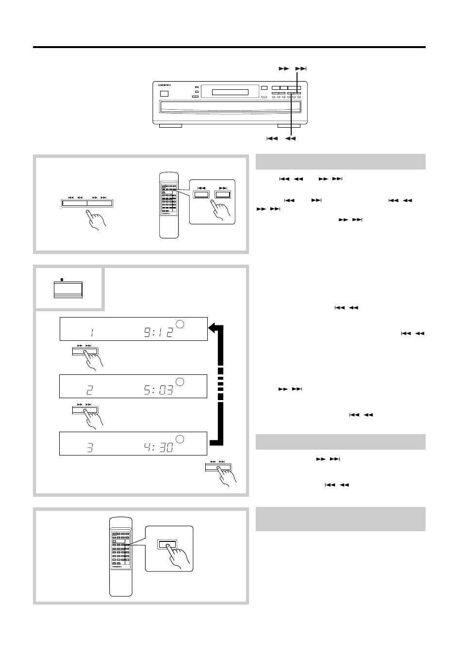 Playing cds, Skip playback, Checking the playing time of a track | Onkyo DX-C370 User Manual | Page 11 / 16