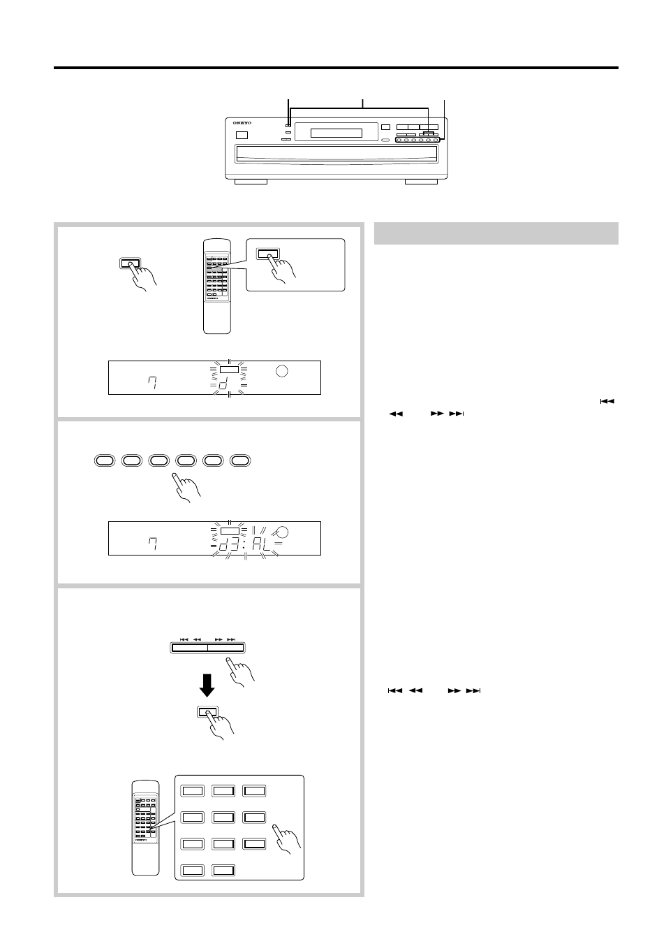 Playing cds, Selecting the next track to play back | Onkyo DX-C370 User Manual | Page 12 / 16