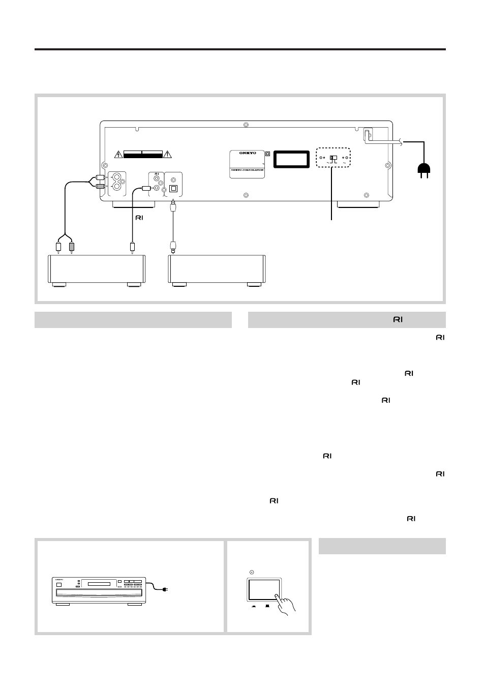 System connections, Connecting to an audio system, Connections for remote controller ( ) | Connecting the power | Onkyo DX-C370 User Manual | Page 7 / 16