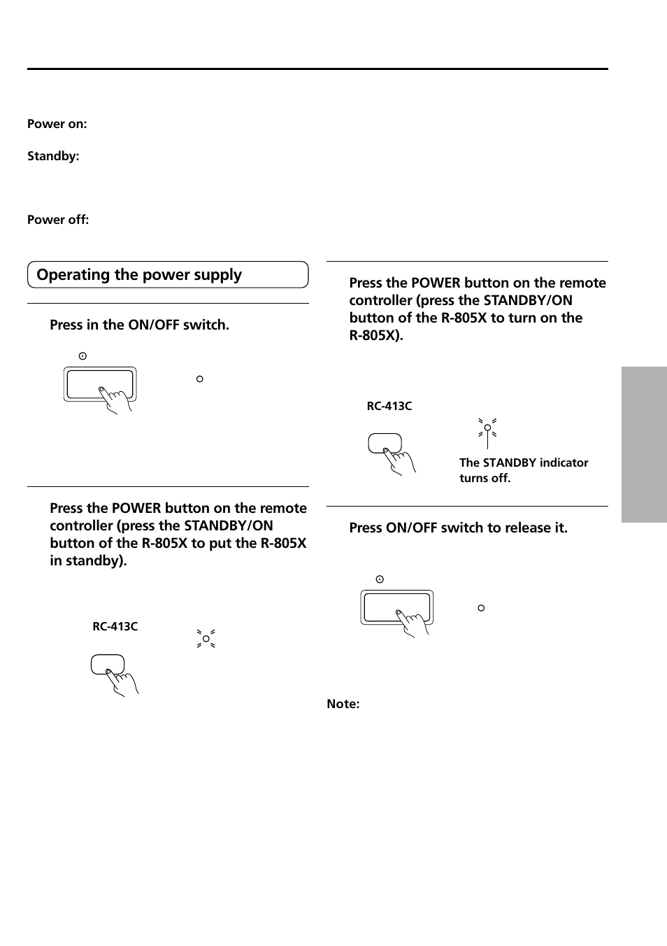 Turning on the power | Onkyo CDR-205X User Manual | Page 15 / 52