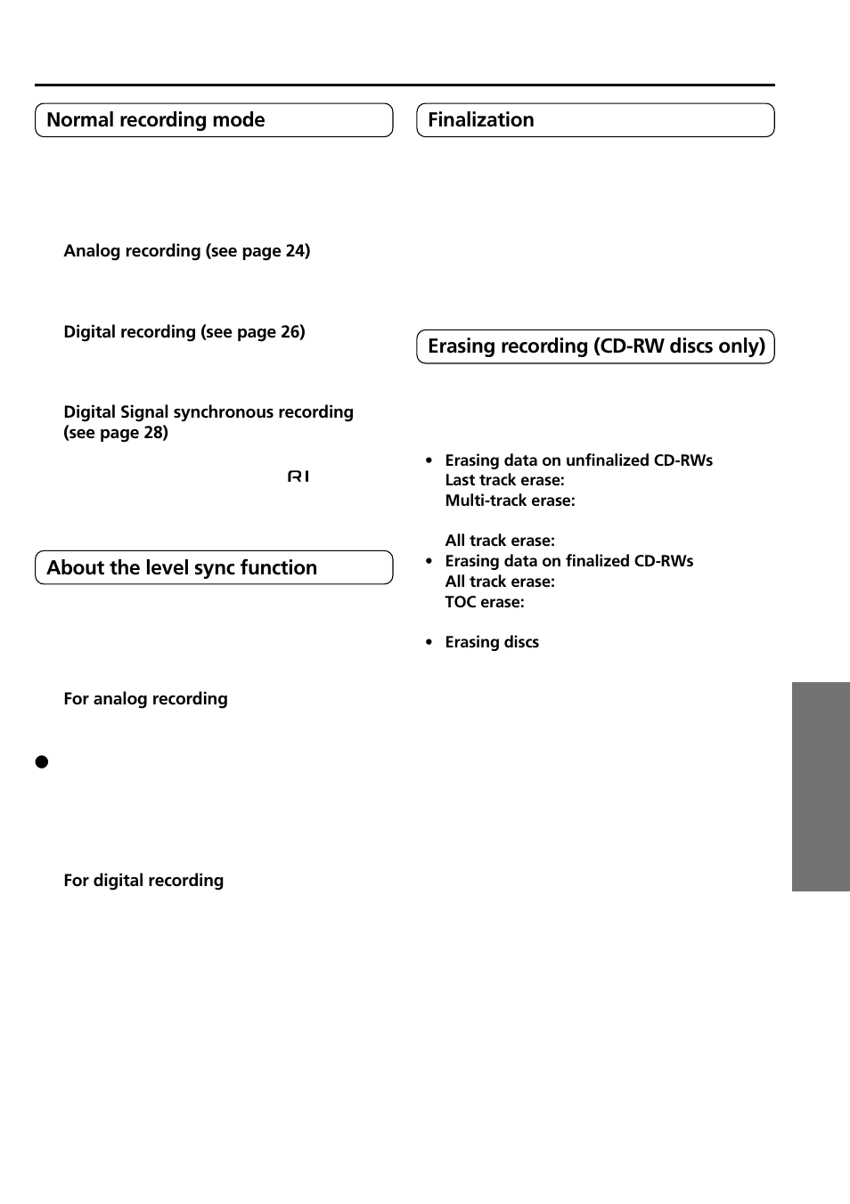 Recording modes | Onkyo CDR-205X User Manual | Page 19 / 52