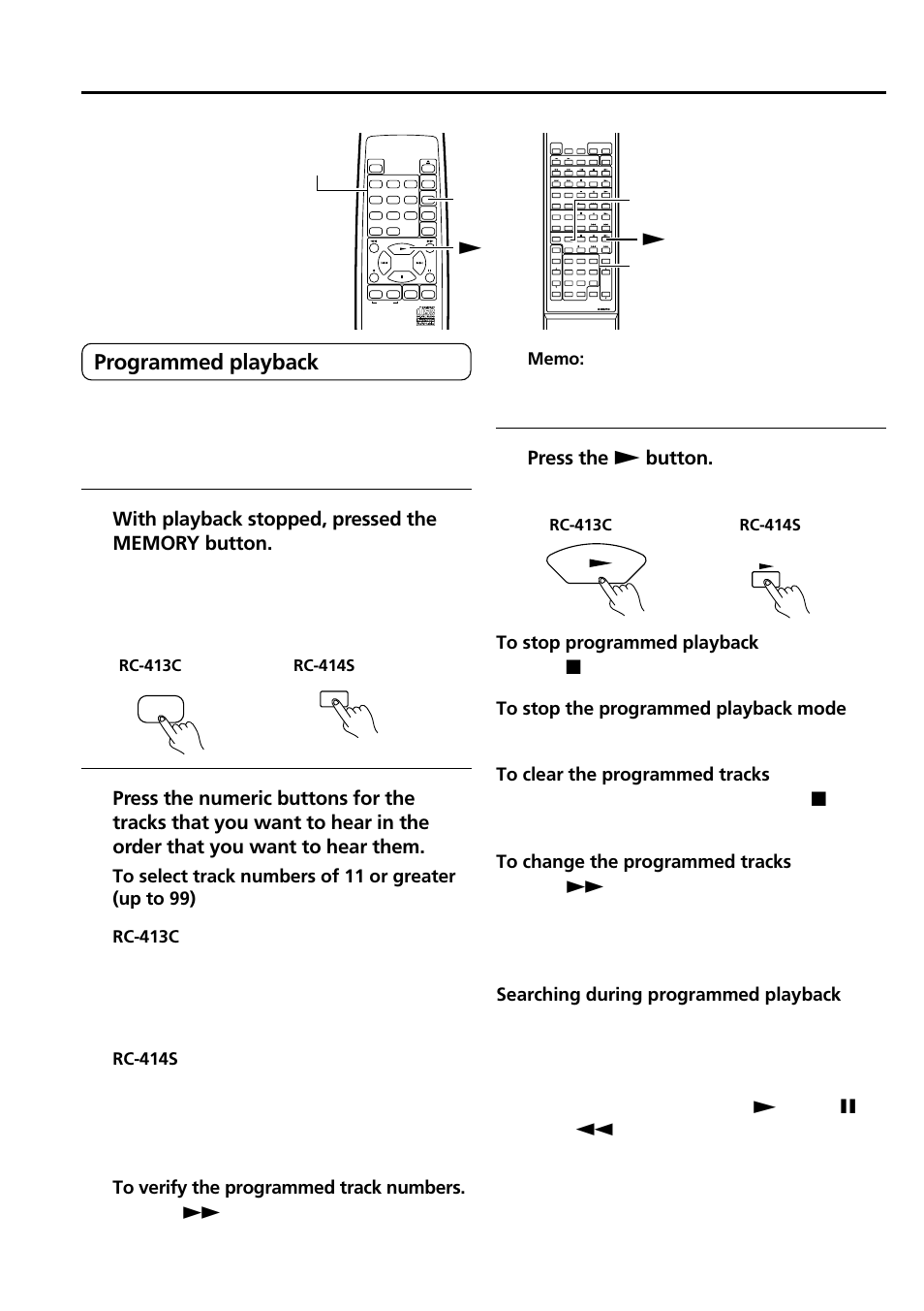 Playing cds, Programmed playback, Press the s button | Searching during programmed playback, Playback starts to the order programmed, Press the e button, Press the f button | Onkyo CDR-205X User Manual | Page 38 / 52