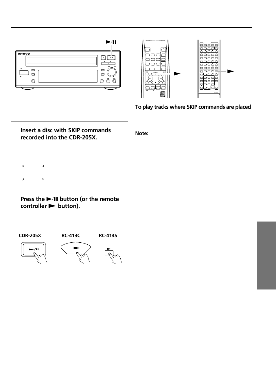 Skipping a track, Using the skip command), Operations | Skip on | Onkyo CDR-205X User Manual | Page 39 / 52