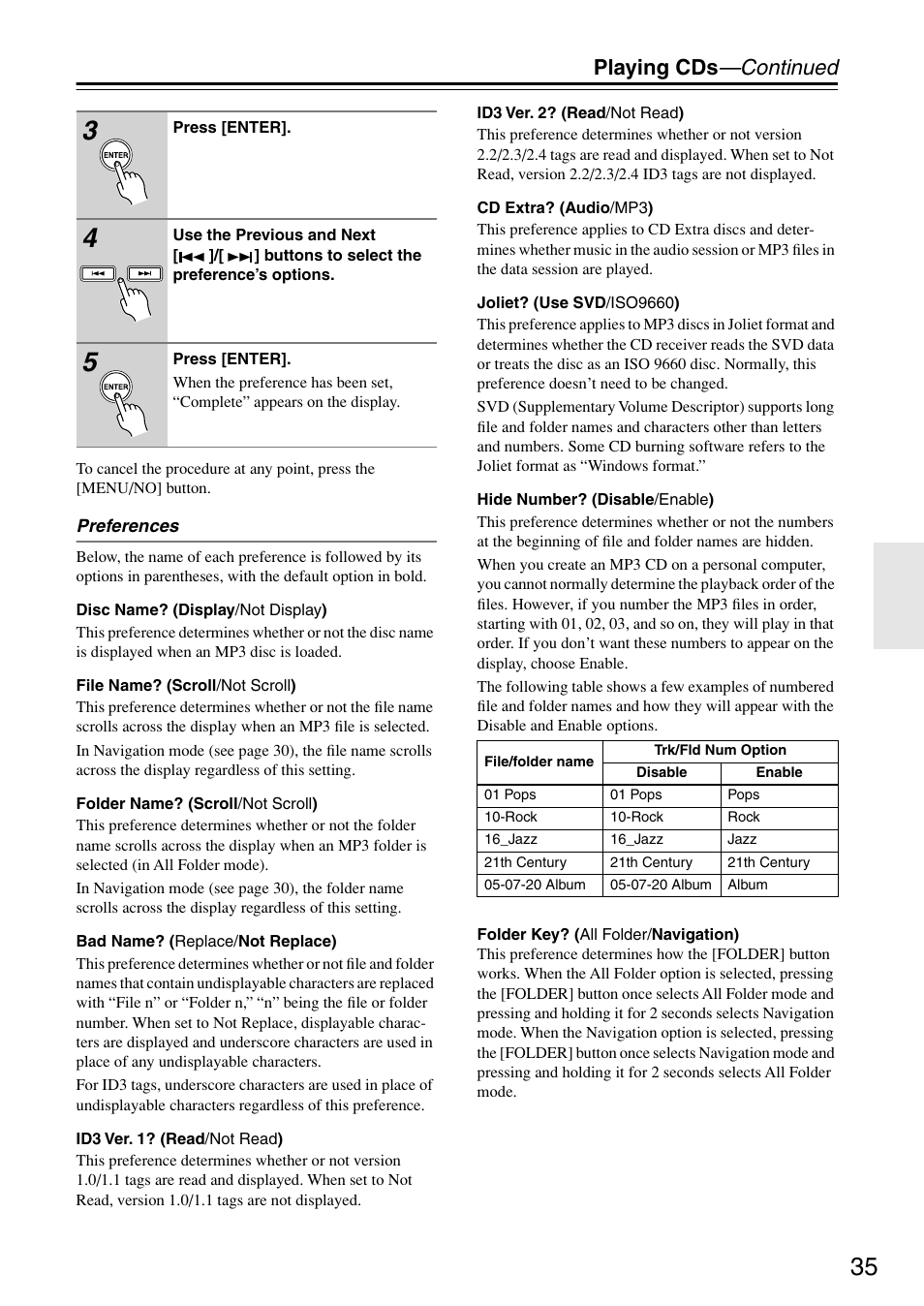 Playing cds —continued | Onkyo CR-715 User Manual | Page 35 / 60