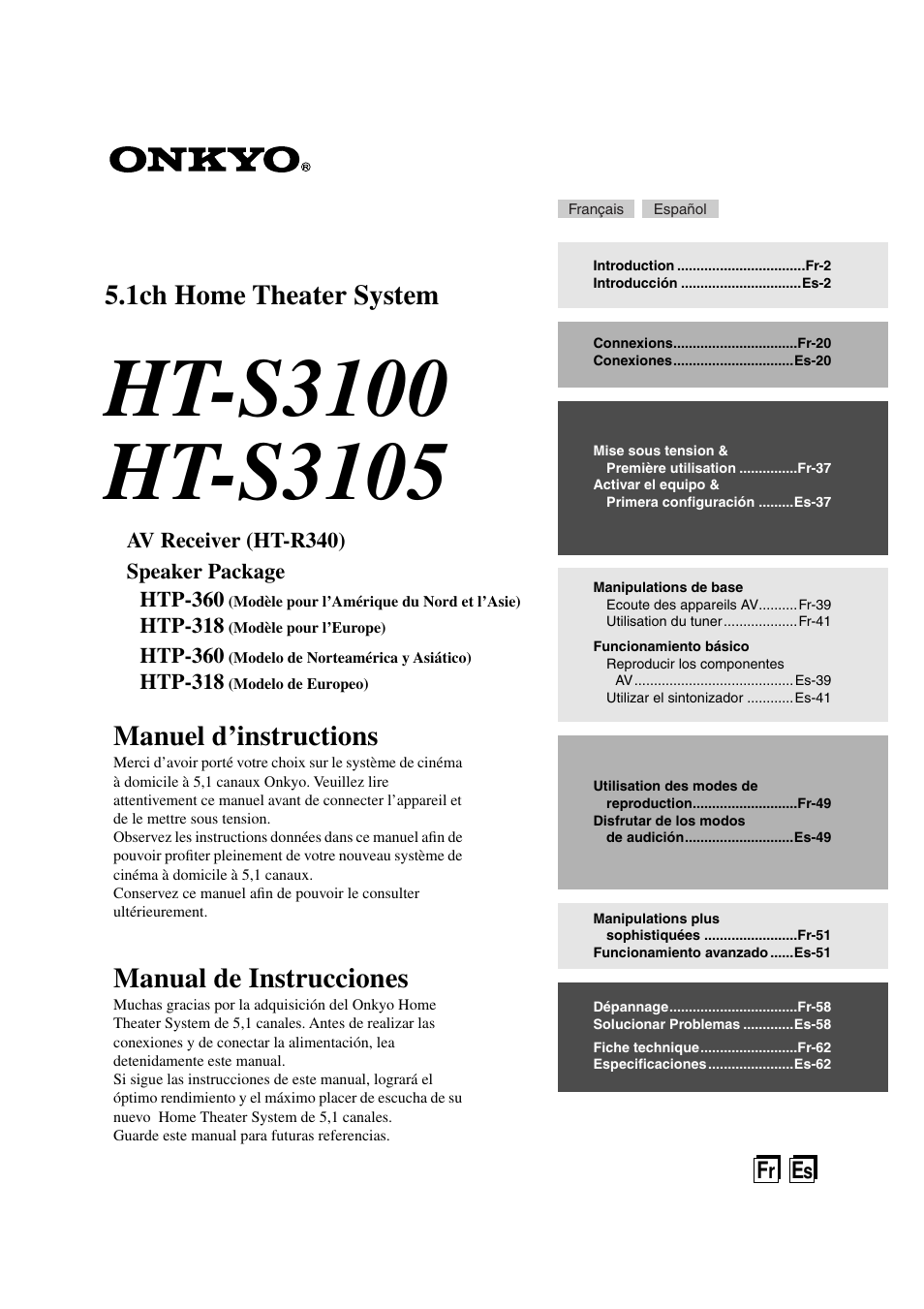 Onkyo HT-S3100 User Manual | 128 pages