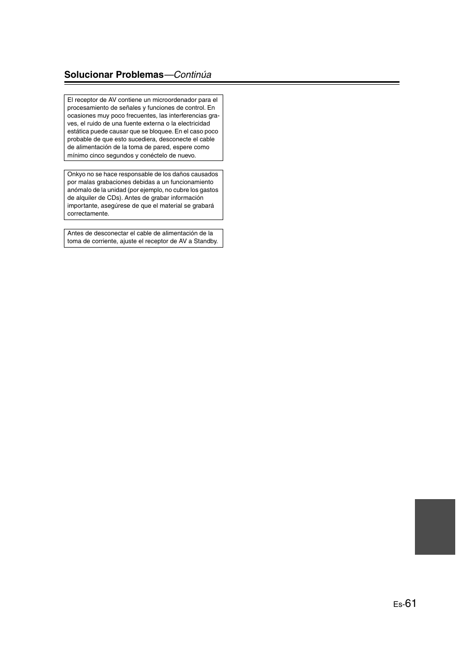 Solucionar problemas —continúa | Onkyo HT-S3100 User Manual | Page 123 / 128
