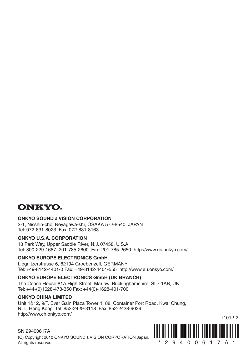 Onkyo Remote Interactive Dock for iPod/iPhone DS-A4 User Manual | Page 16 / 16