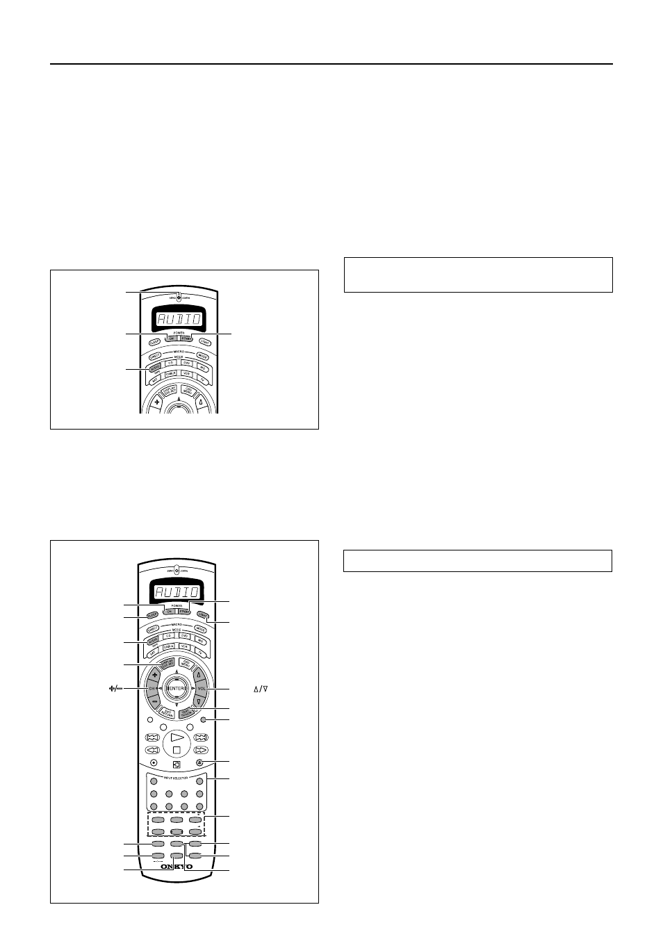 Using remote controller, Using the remote controller to control each device, Press the audio/tape mode button | Controlling the tx-ds989, Audio” appears in the remote controller display | Onkyo TX-DS989 User Manual | Page 56 / 76