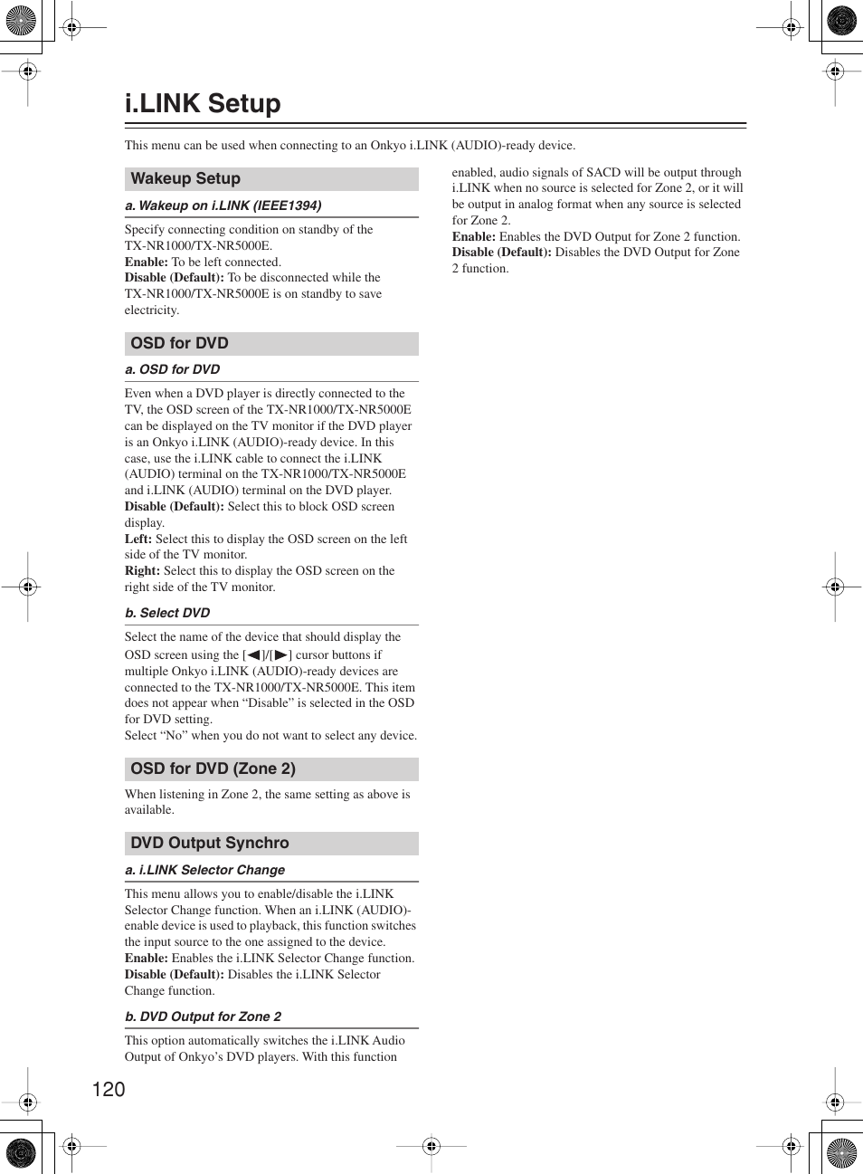 I.link setup | Onkyo TX-NR1000 User Manual | Page 120 / 152