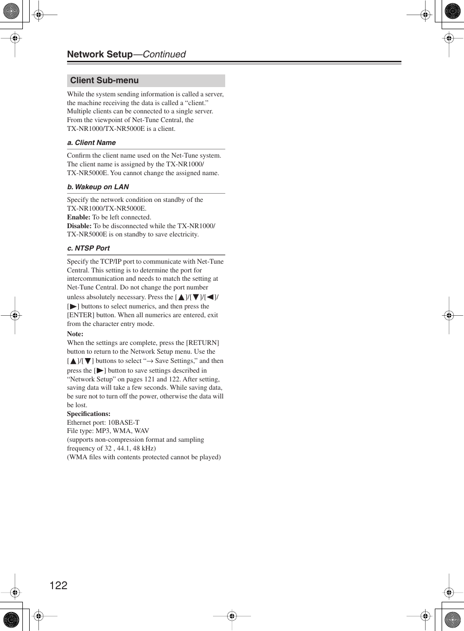 Network setup —continued | Onkyo TX-NR1000 User Manual | Page 122 / 152