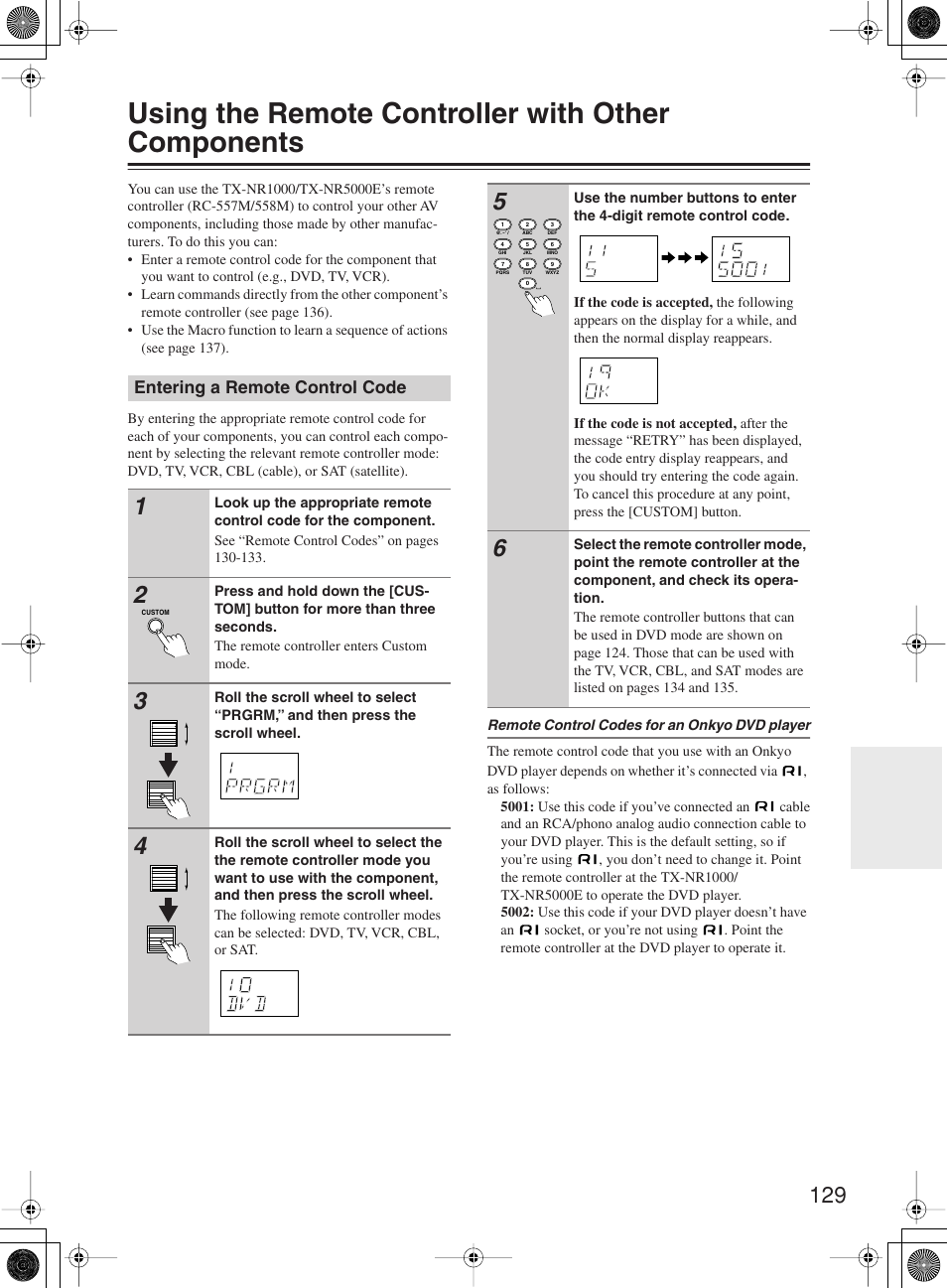 Using the remote controller with other components | Onkyo TX-NR1000 User Manual | Page 129 / 152