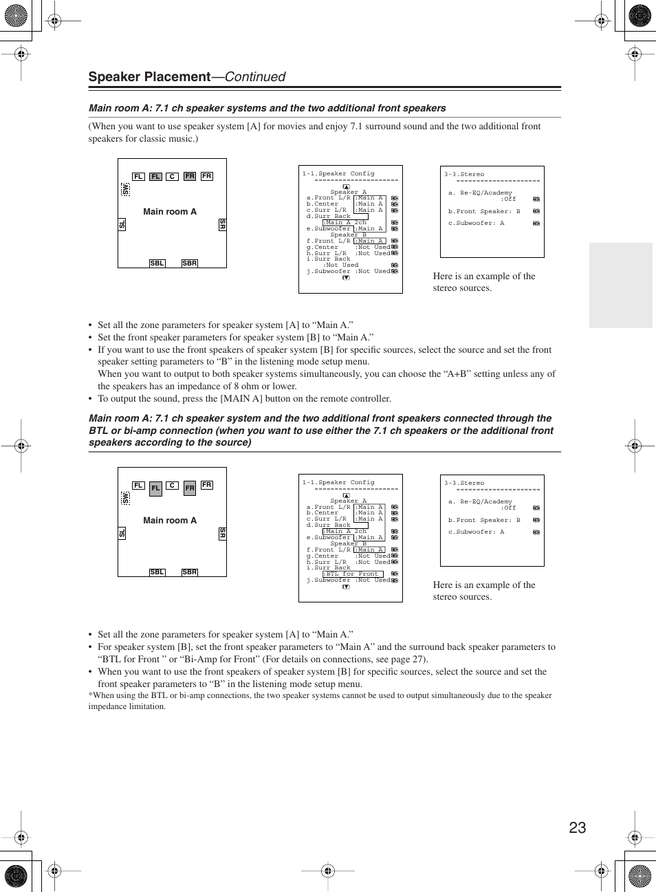 Speaker placement —continued | Onkyo TX-NR1000 User Manual | Page 23 / 152