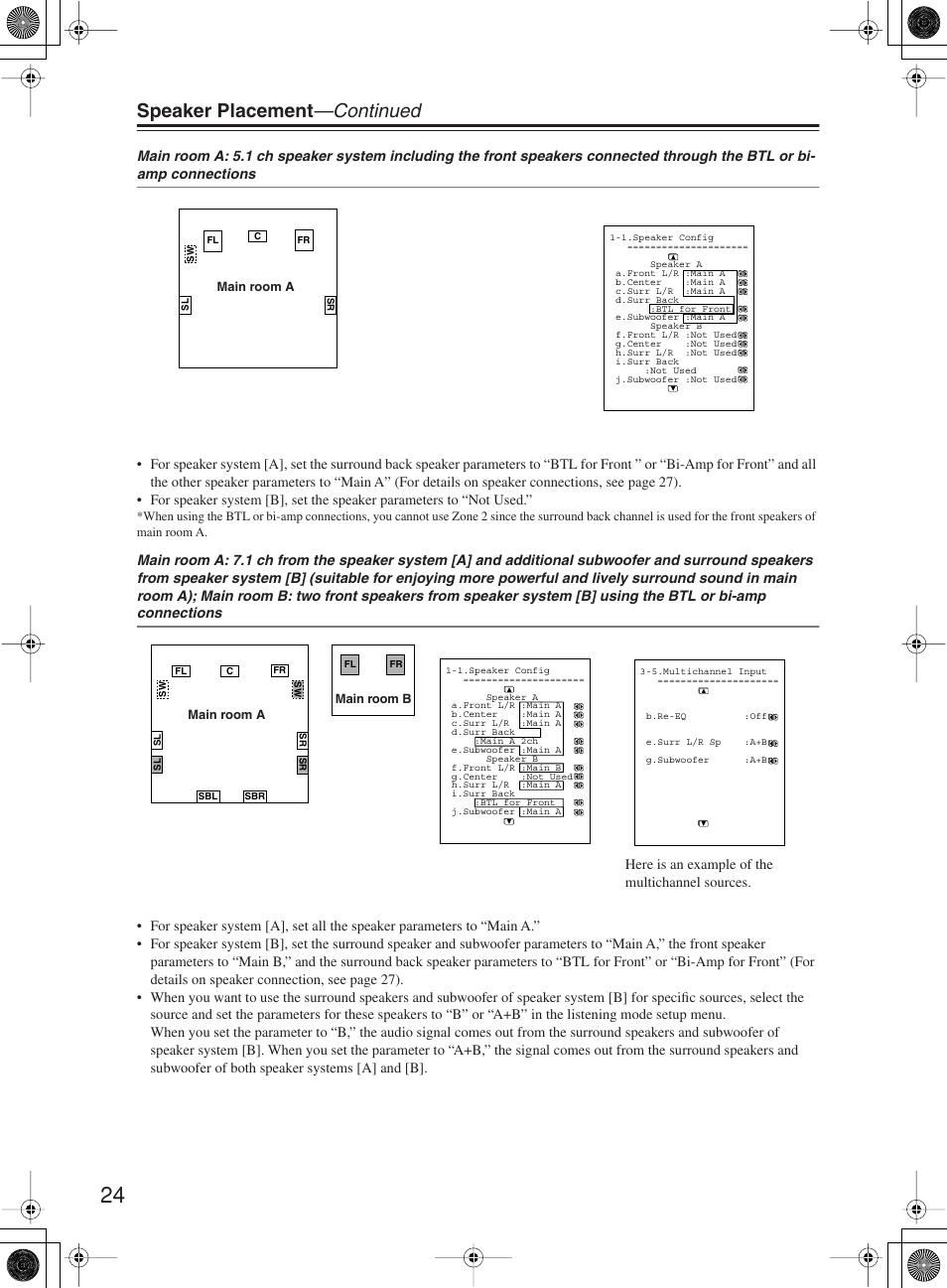 Speaker placement —continued | Onkyo TX-NR1000 User Manual | Page 24 / 152