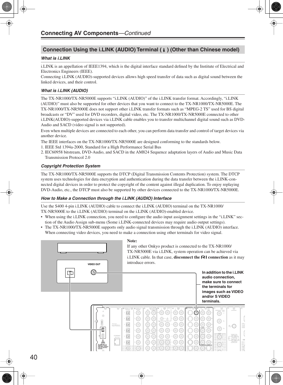 Connecting av components —continued | Onkyo TX-NR1000 User Manual | Page 40 / 152