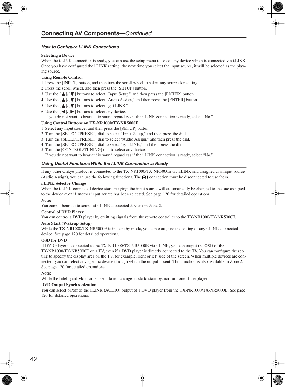 Connecting av components —continued | Onkyo TX-NR1000 User Manual | Page 42 / 152