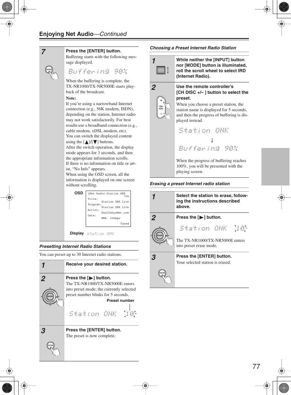 Enjoying net audio —continued | Onkyo TX-NR1000 User Manual | Page 77 / 152