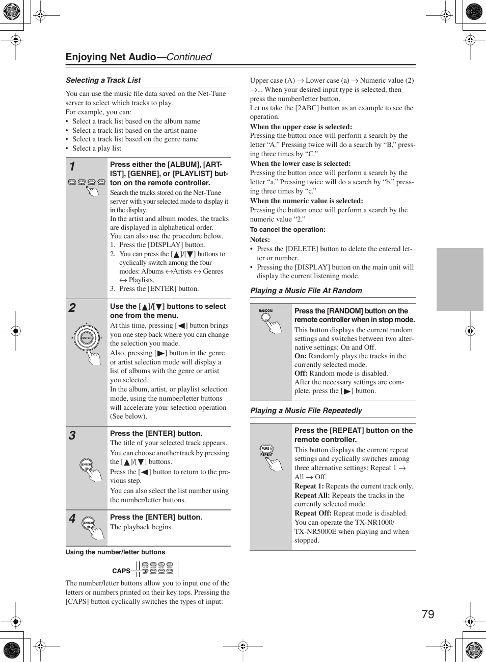 Enjoying net audio —continued | Onkyo TX-NR1000 User Manual | Page 79 / 152