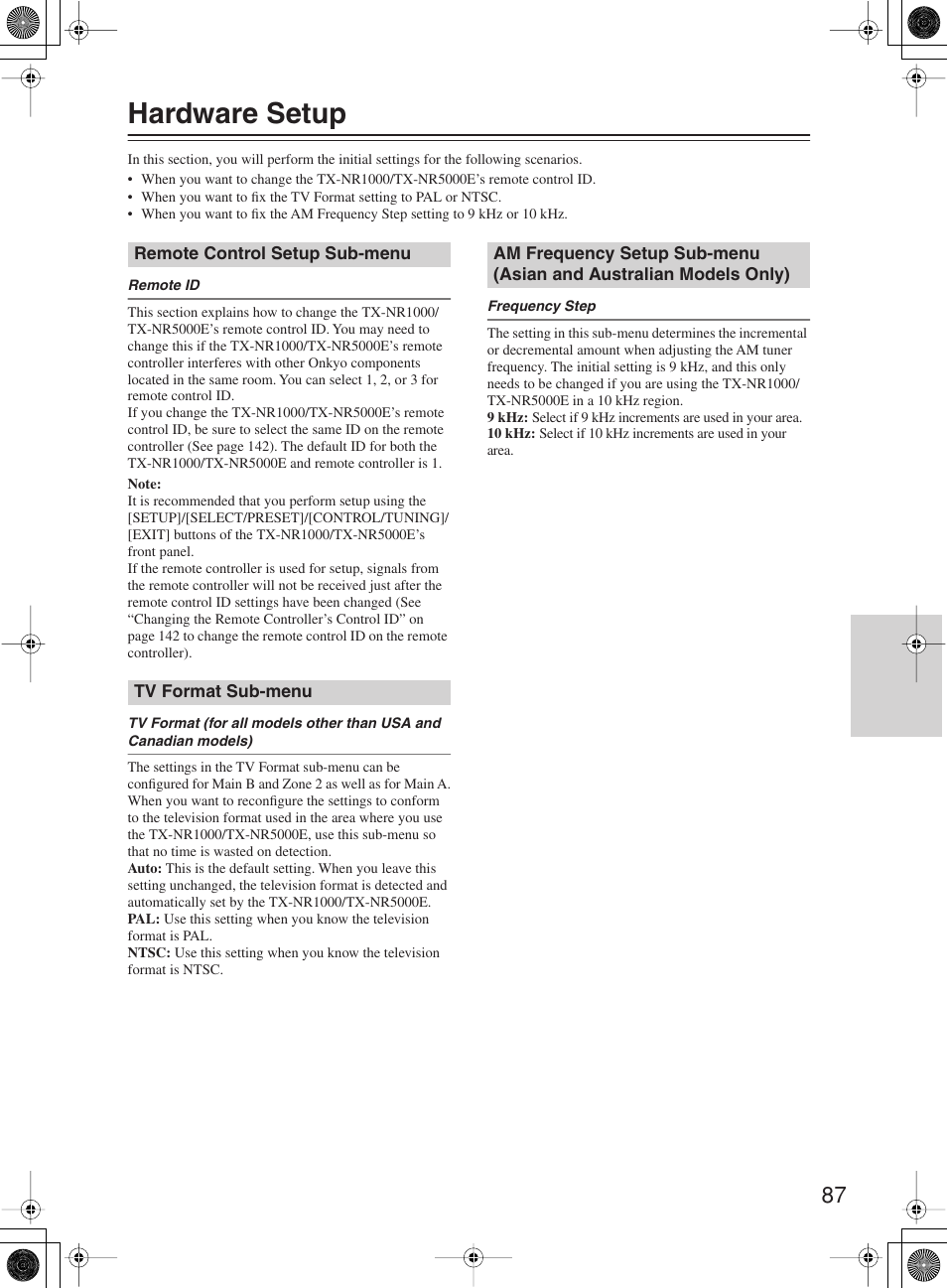 Hardware setup | Onkyo TX-NR1000 User Manual | Page 87 / 152