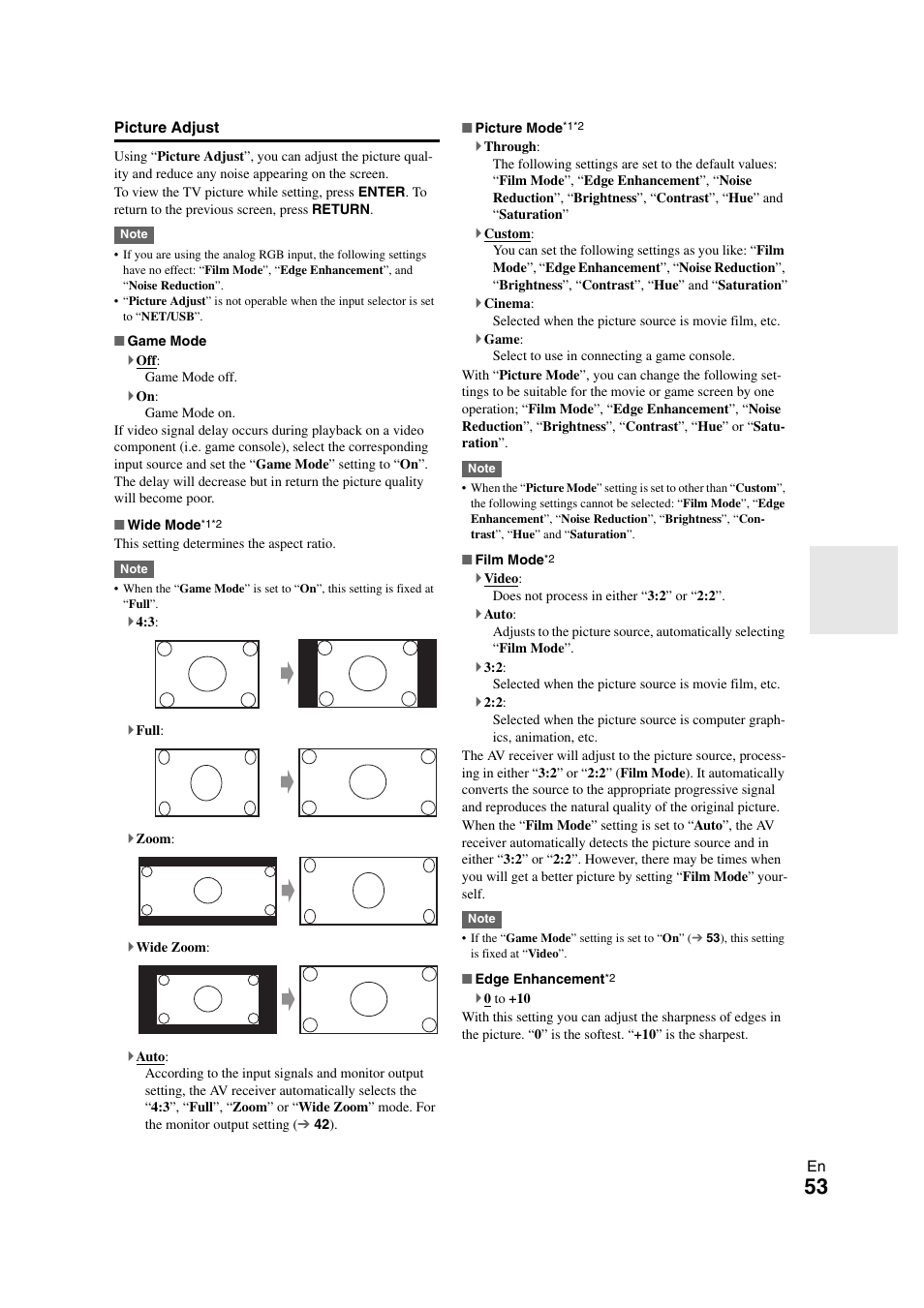 Picture adjust | Onkyo TX-NR808 User Manual | Page 53 / 100