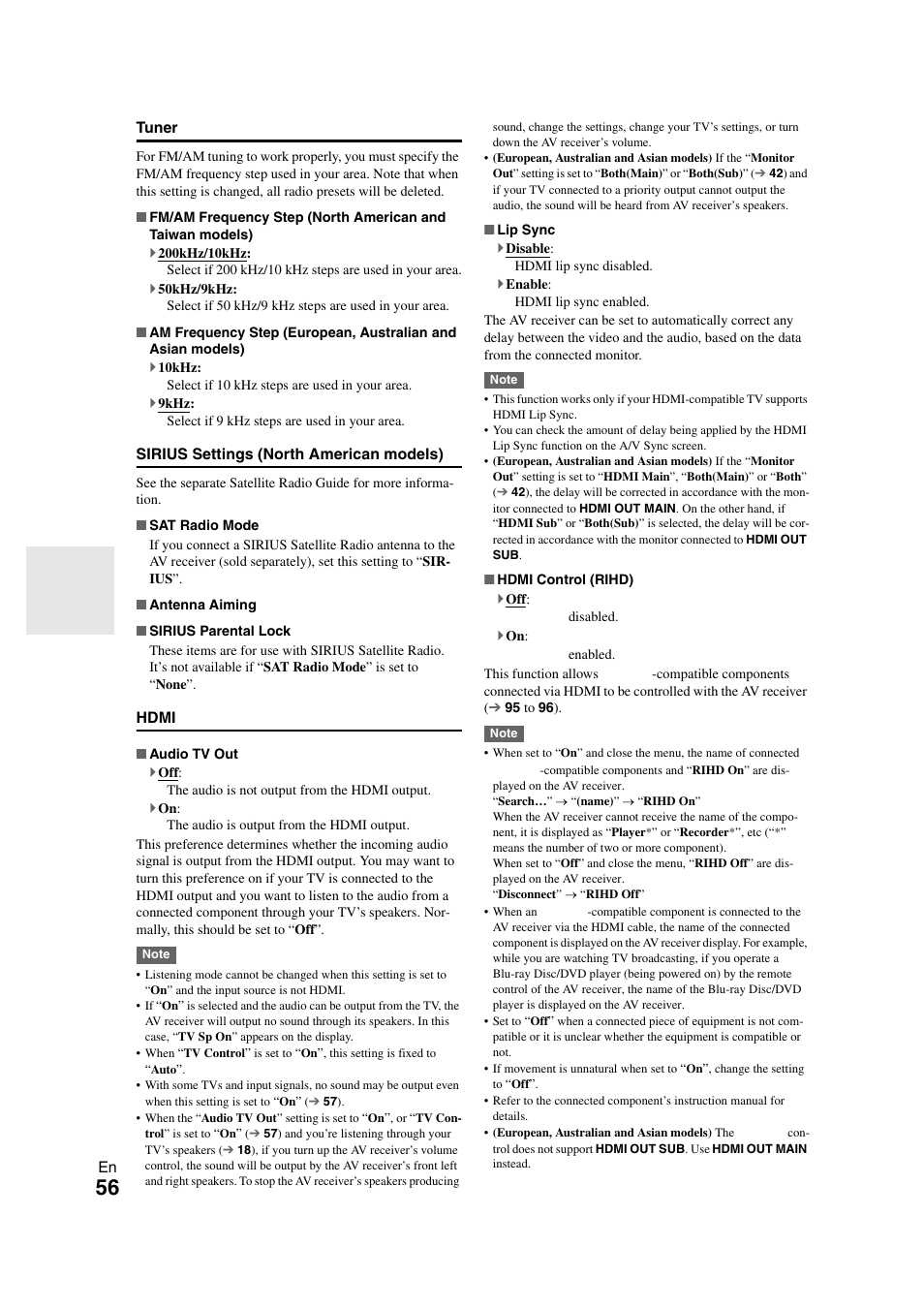 56 ) to hear, Setting | Onkyo TX-NR808 User Manual | Page 56 / 100