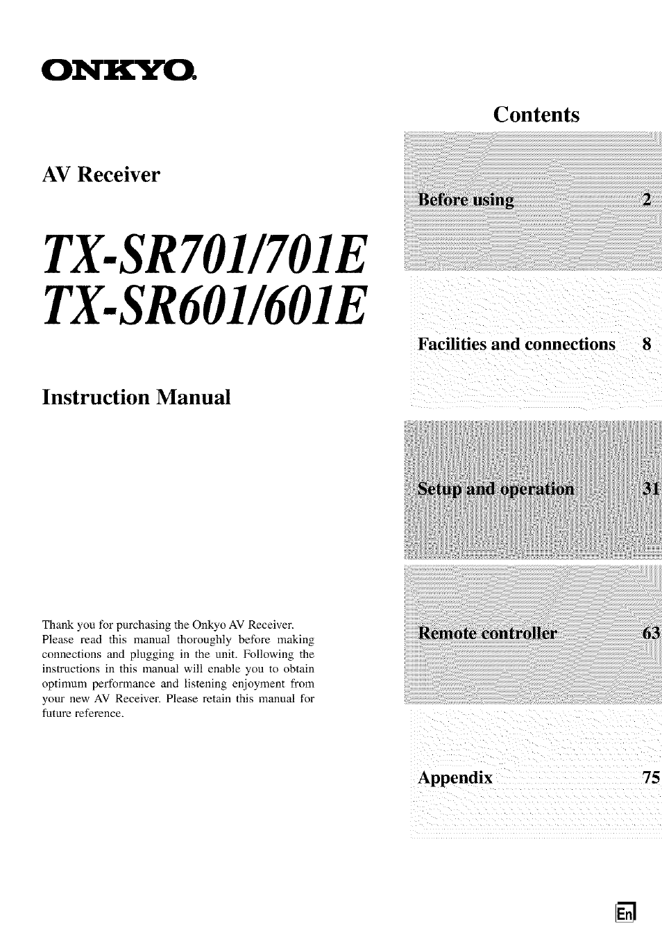 Onkyo TX-SR601 User Manual | 80 pages