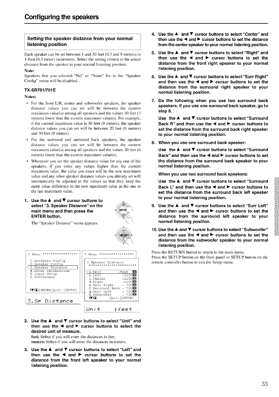 Configuring the speakers | Onkyo TX-SR601 User Manual | Page 33 / 80