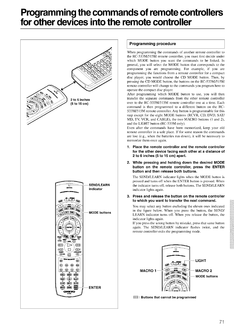 Programming procedure | Onkyo TX-SR601 User Manual | Page 71 / 80