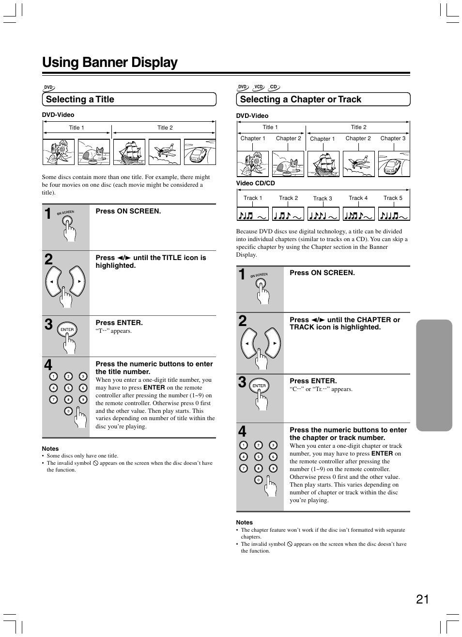 Using banner display | Onkyo DV-SP300 User Manual | Page 21 / 40