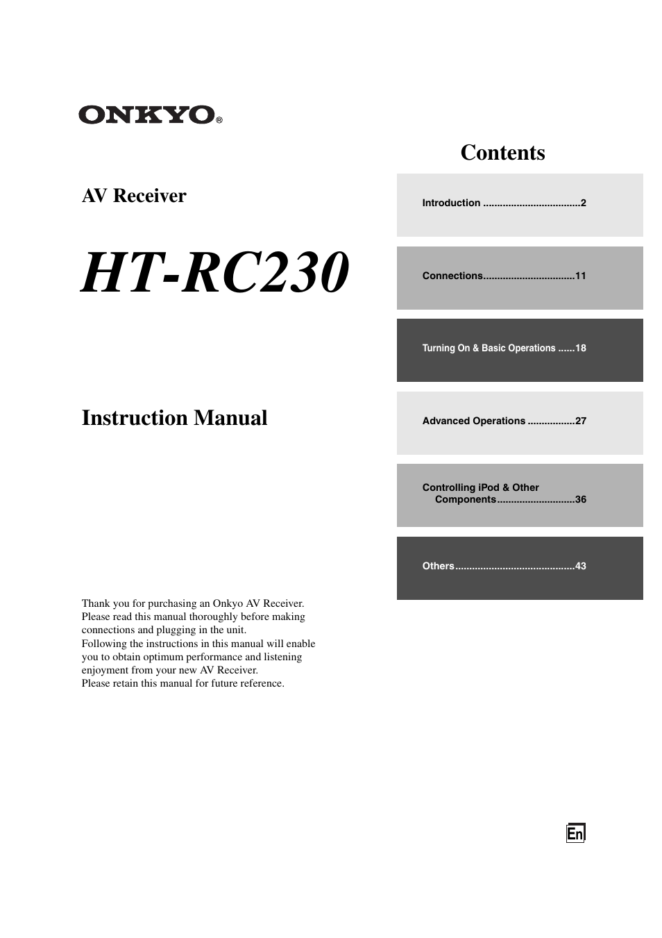 Onkyo 29400468 User Manual | 52 pages