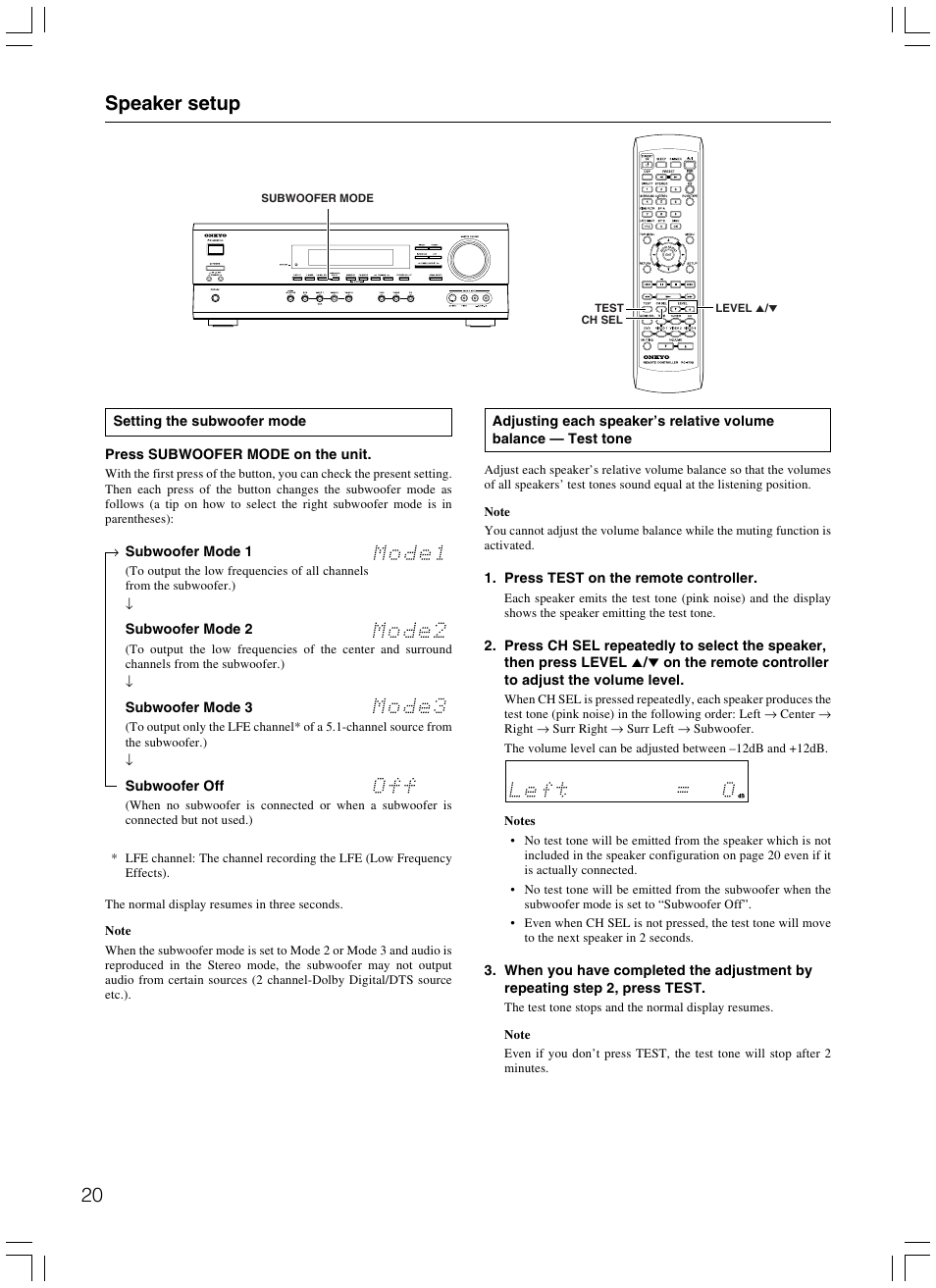 Speaker setup | Onkyo TX-SR500E User Manual | Page 20 / 40