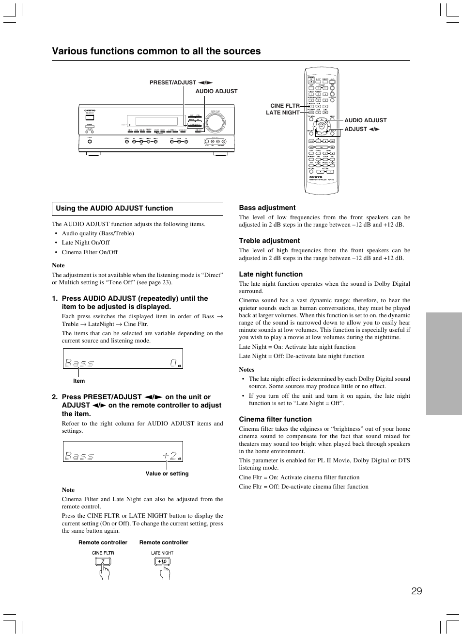 Various functions common to all the sources | Onkyo TX-SR500E User Manual | Page 29 / 40