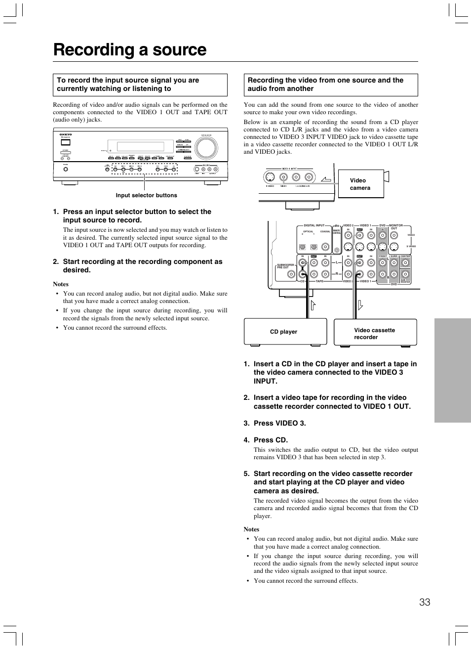 Recording a source | Onkyo TX-SR500E User Manual | Page 33 / 40