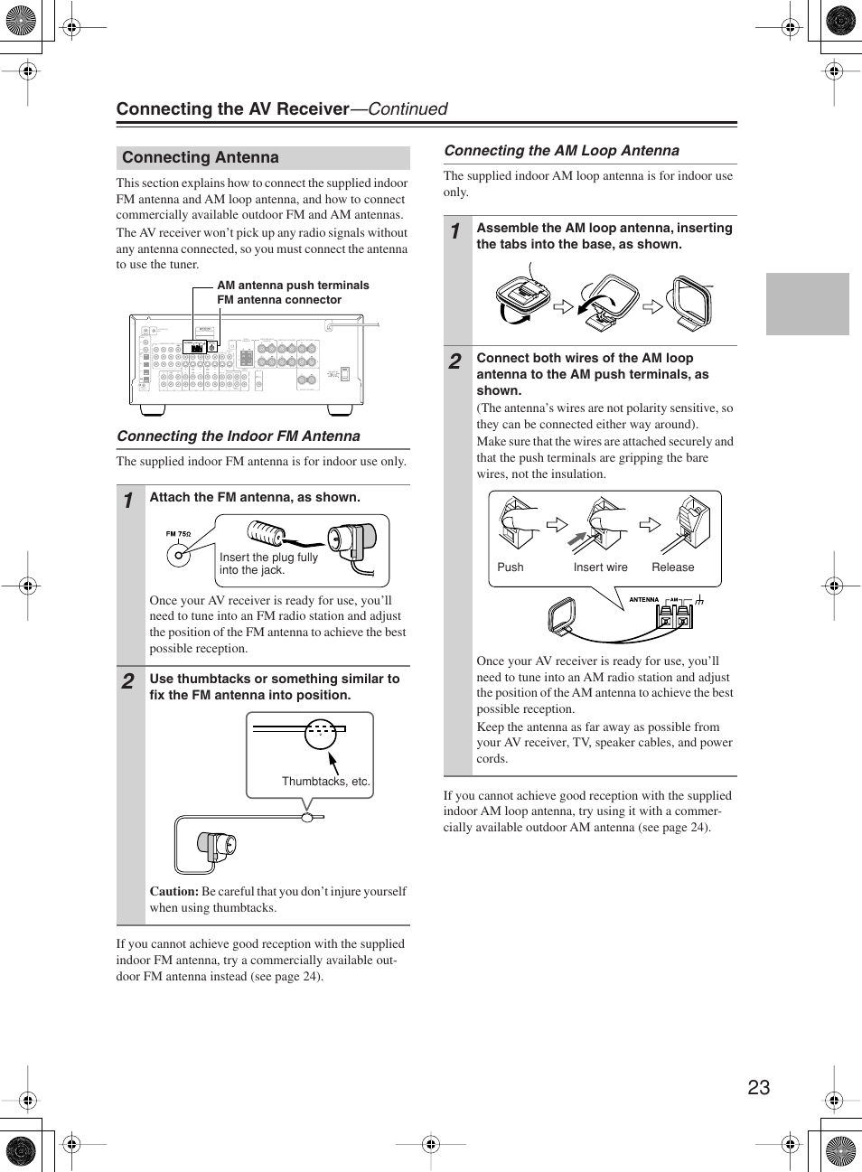 Connecting the av receiver —continued | Onkyo TX-SR603X User Manual | Page 23 / 88