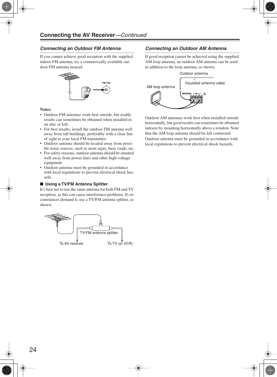 Connecting the av receiver —continued | Onkyo TX-SR603X User Manual | Page 24 / 88