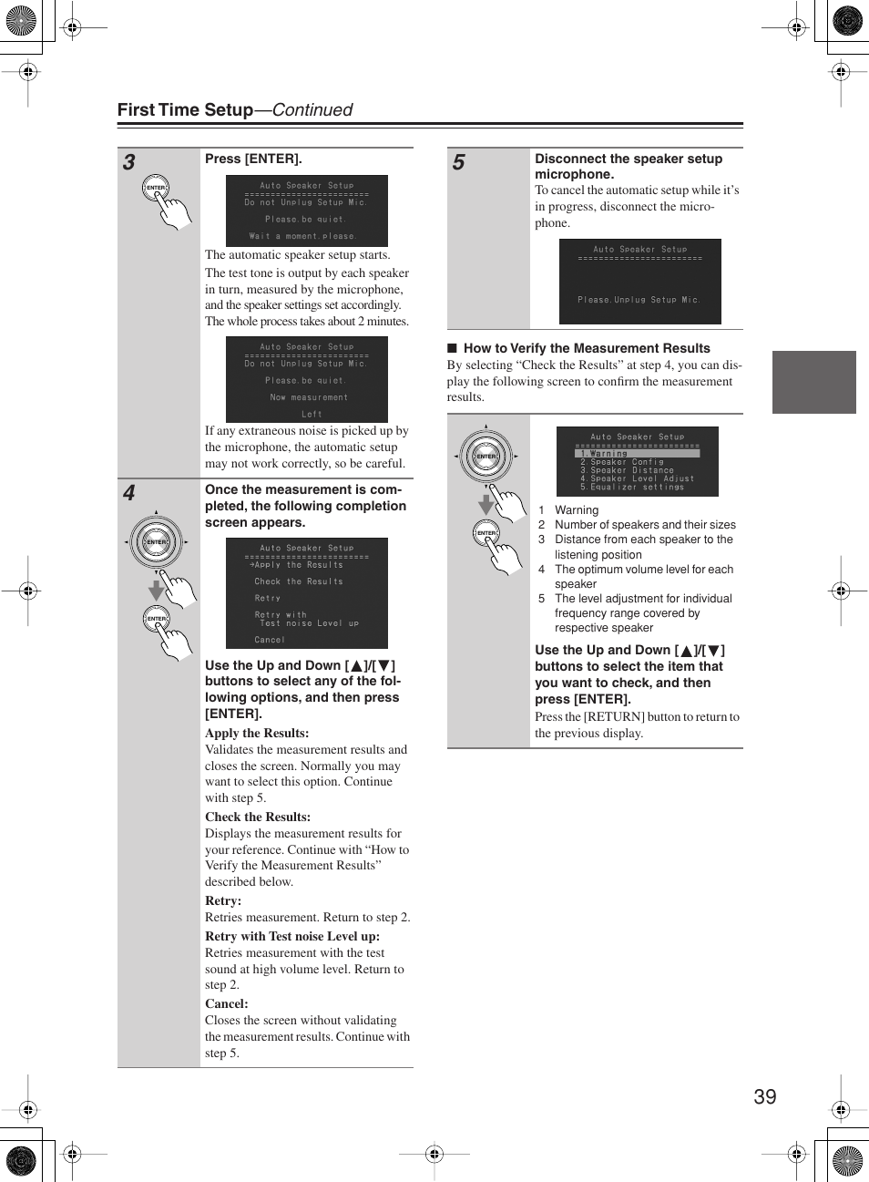 First time setup —continued | Onkyo TX-SR603X User Manual | Page 39 / 88