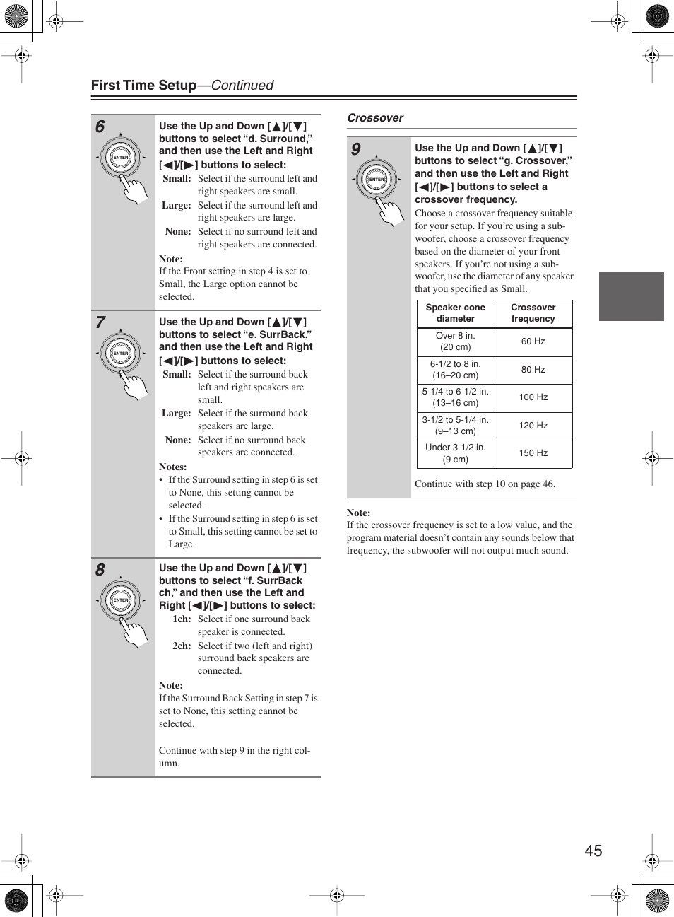 First time setup —continued | Onkyo TX-SR603X User Manual | Page 45 / 88