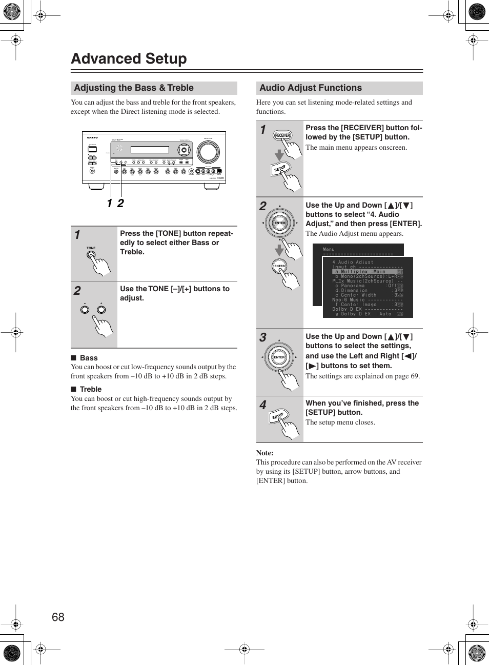 Advanced setup | Onkyo TX-SR603X User Manual | Page 68 / 88