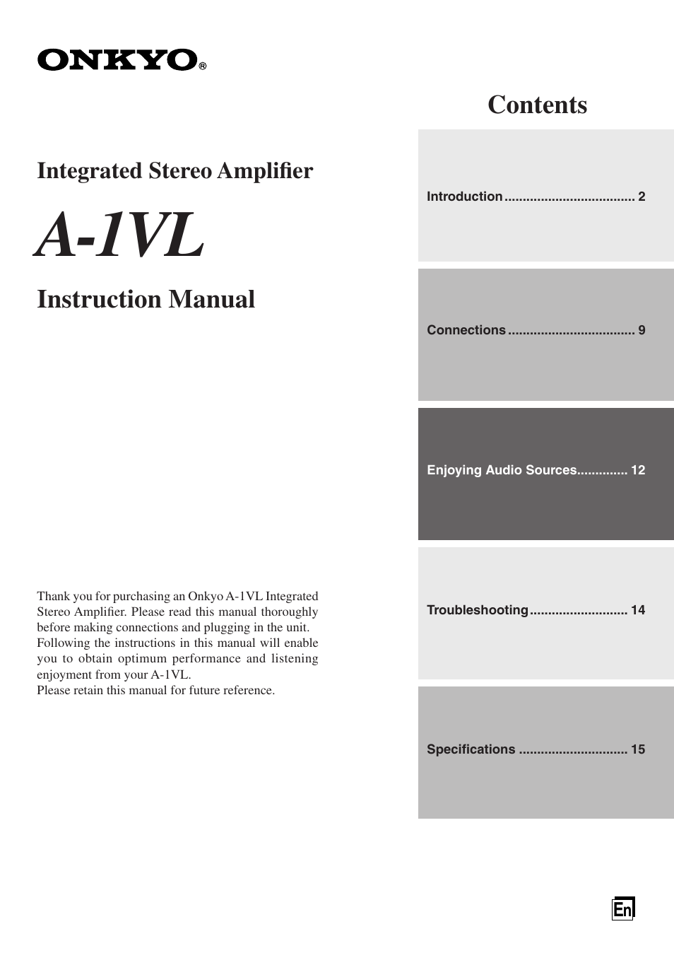 Onkyo A-1VL User Manual | 16 pages