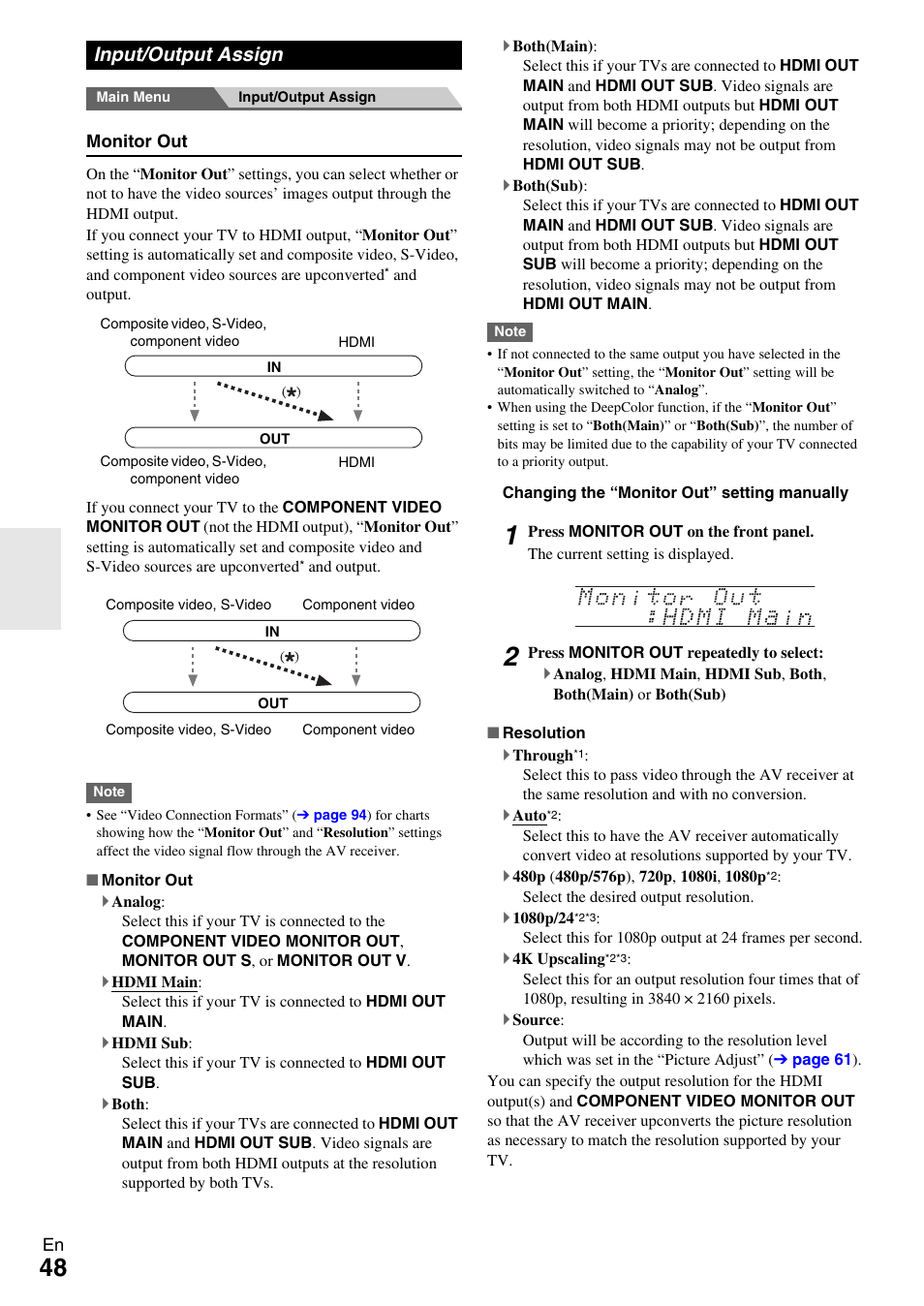 Input/output assign | Onkyo AV RECEIVER TX-NR5009 User Manual | Page 48 / 108