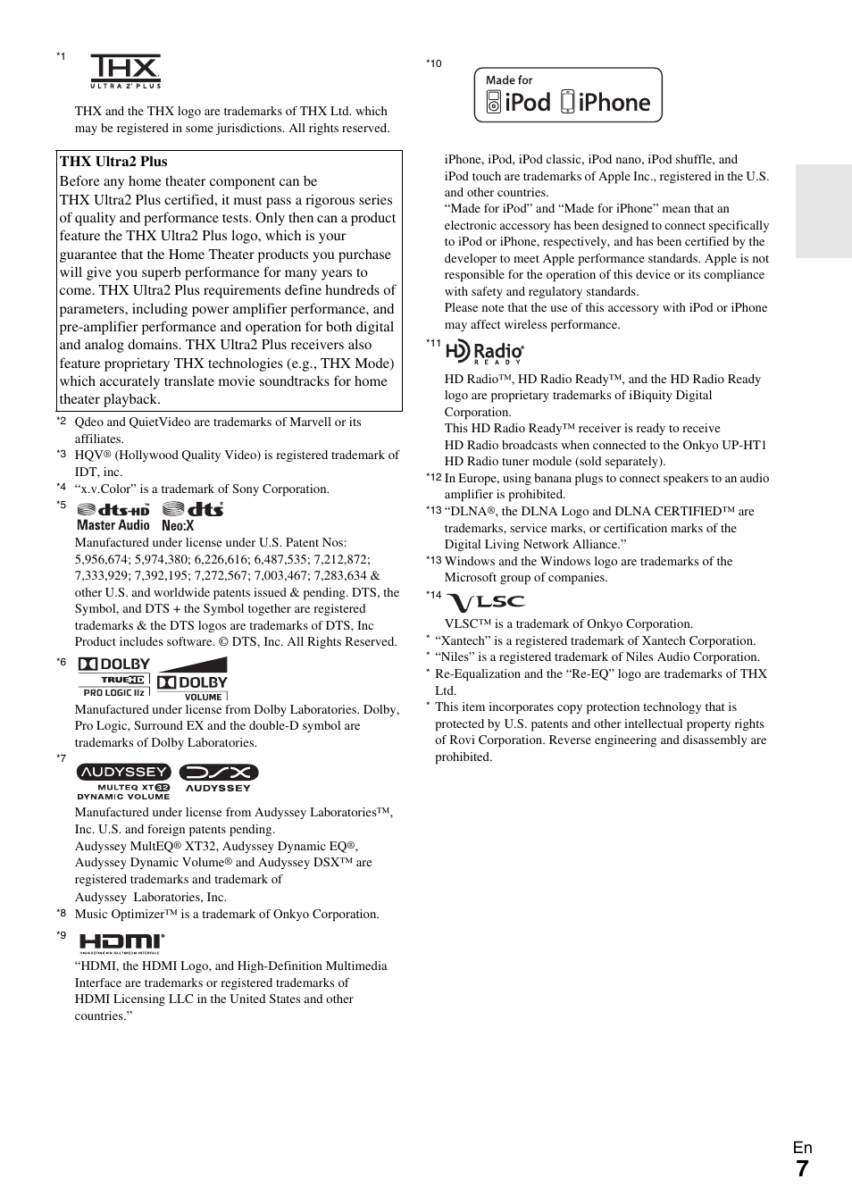 Onkyo AV RECEIVER TX-NR5009 User Manual | Page 7 / 108