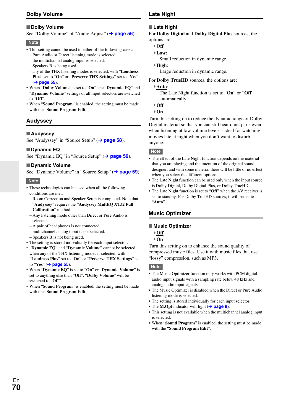 E “music optimizer | Onkyo AV RECEIVER TX-NR5009 User Manual | Page 70 / 108