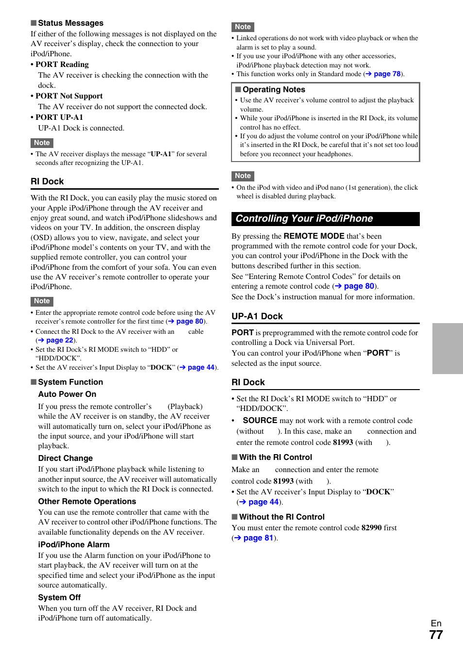 Controlling your ipod/iphone, Tions | Onkyo AV RECEIVER TX-NR5009 User Manual | Page 77 / 108