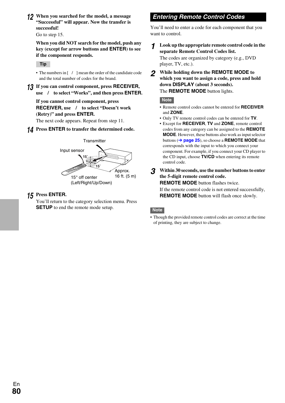 Entering remote control codes, E “entering remote control codes, See “entering remote control codes | Onkyo AV RECEIVER TX-NR5009 User Manual | Page 80 / 108