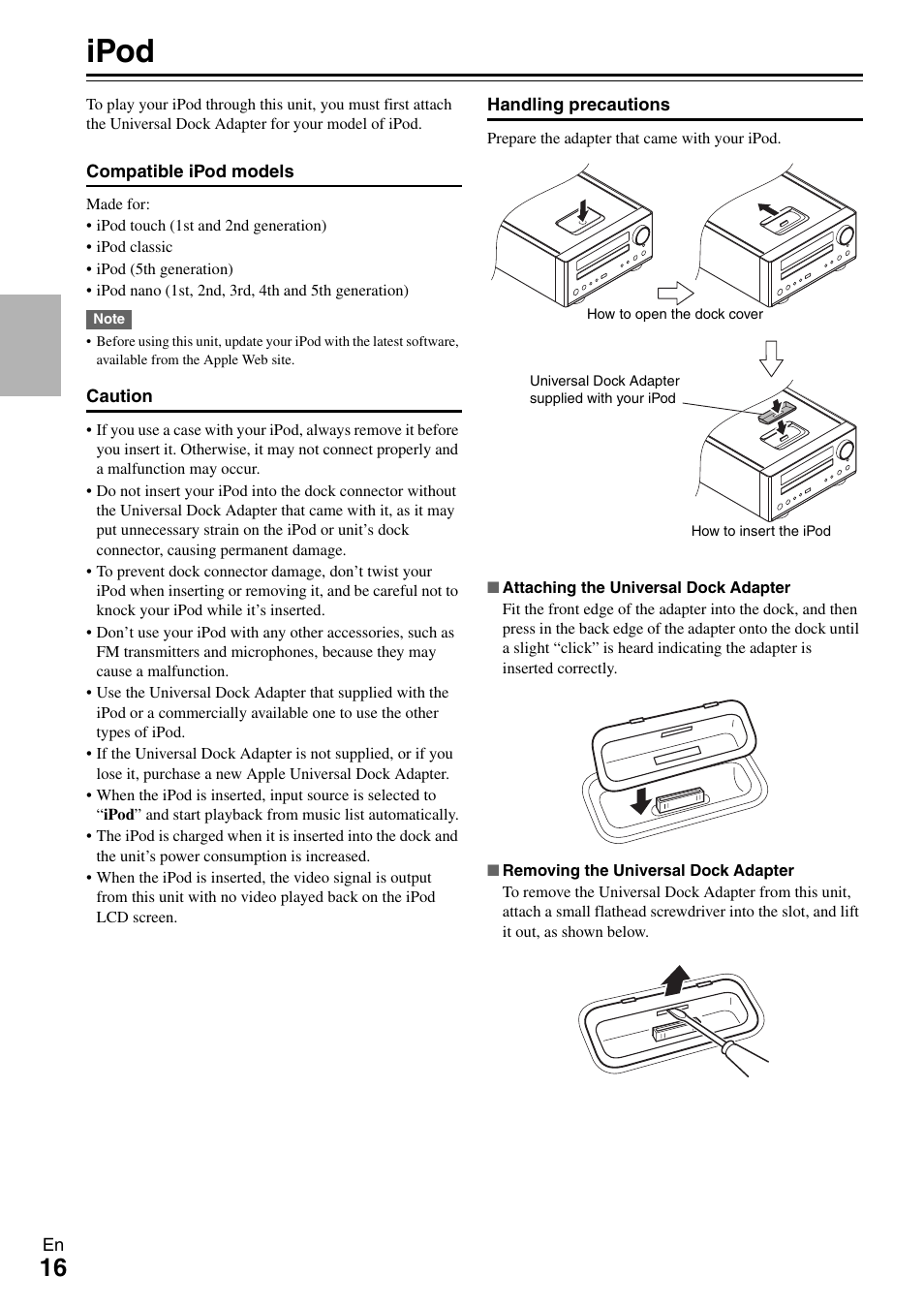 Ipod | Onkyo DR-645 User Manual | Page 16 / 36