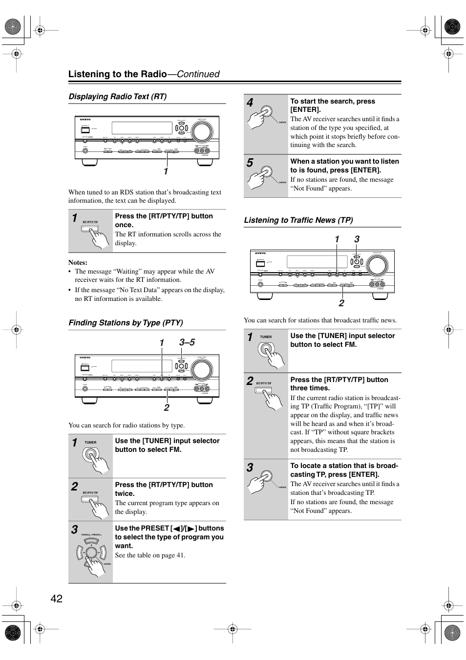 Utton (42, Listening to the radio —continued | Onkyo HT-S990THX User Manual | Page 42 / 68