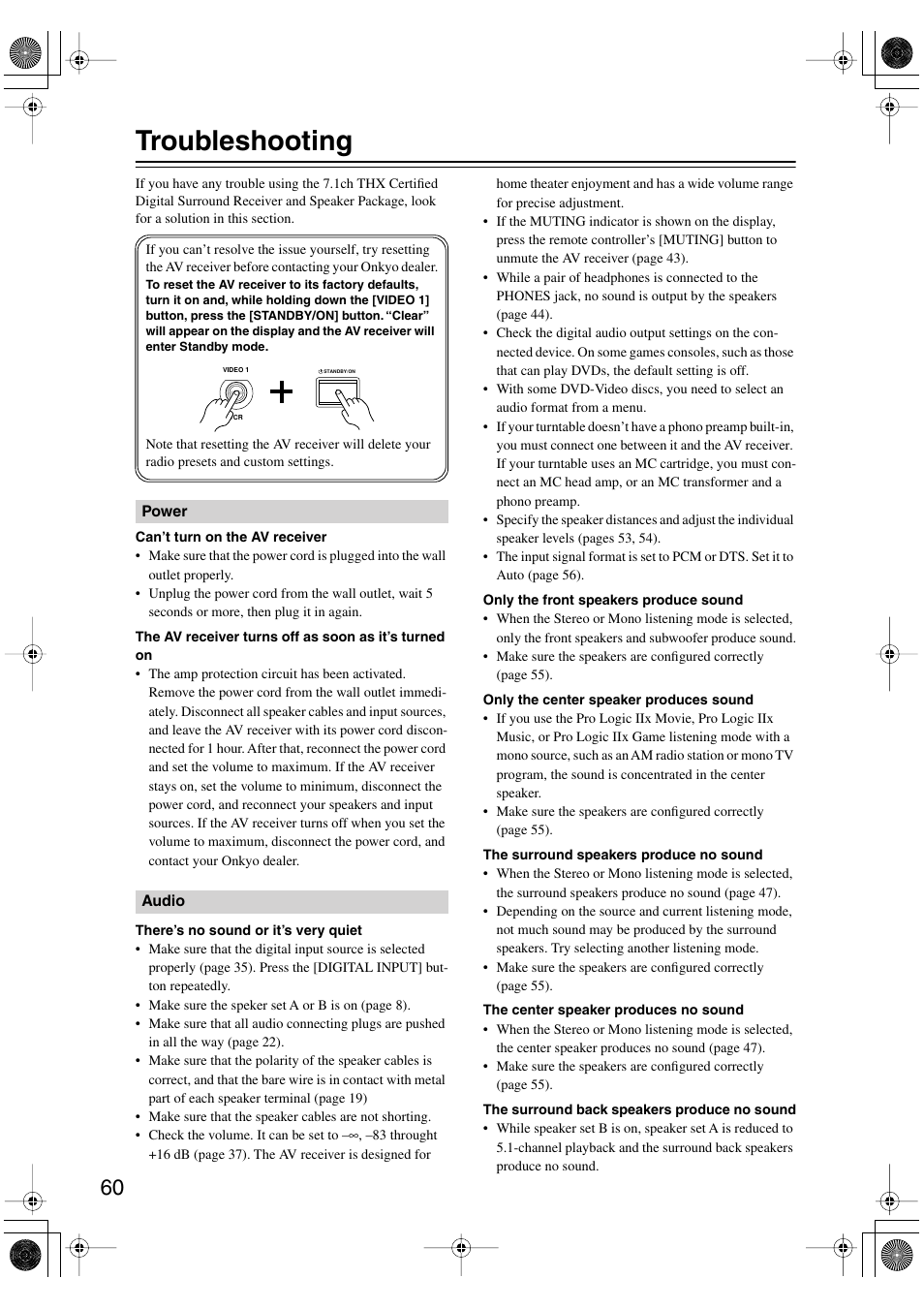 Troubleshooting | Onkyo HT-S990THX User Manual | Page 60 / 68