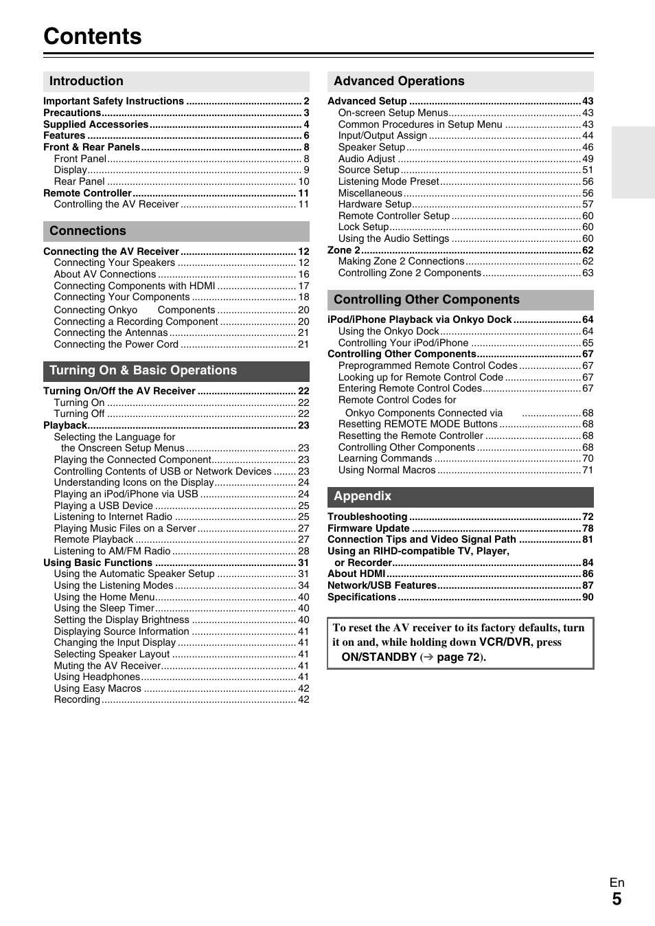 Onkyo HT-RC370 User Manual | Page 5 / 92