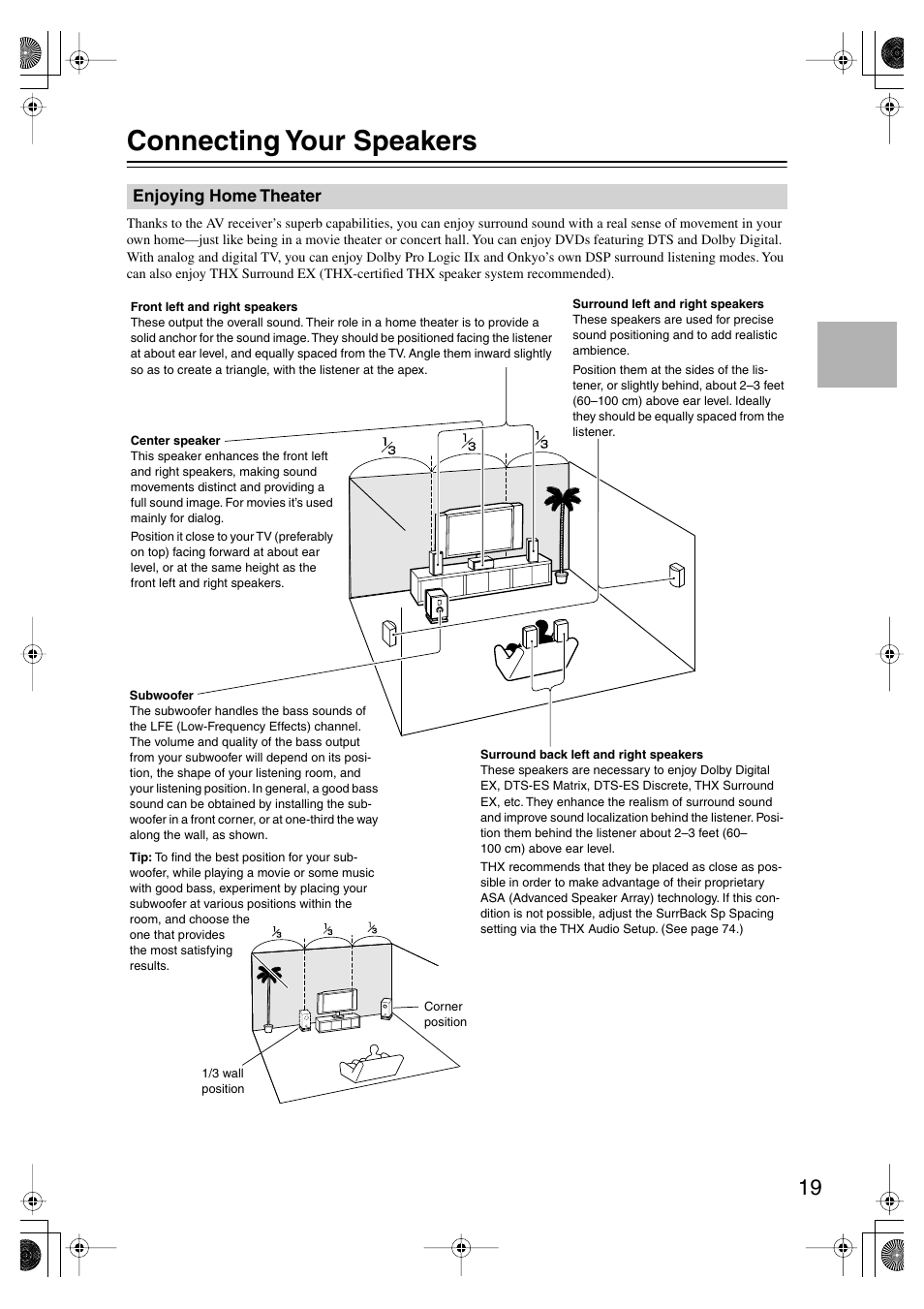 Connecting your speakers | Onkyo TX-SR804E User Manual | Page 19 / 96